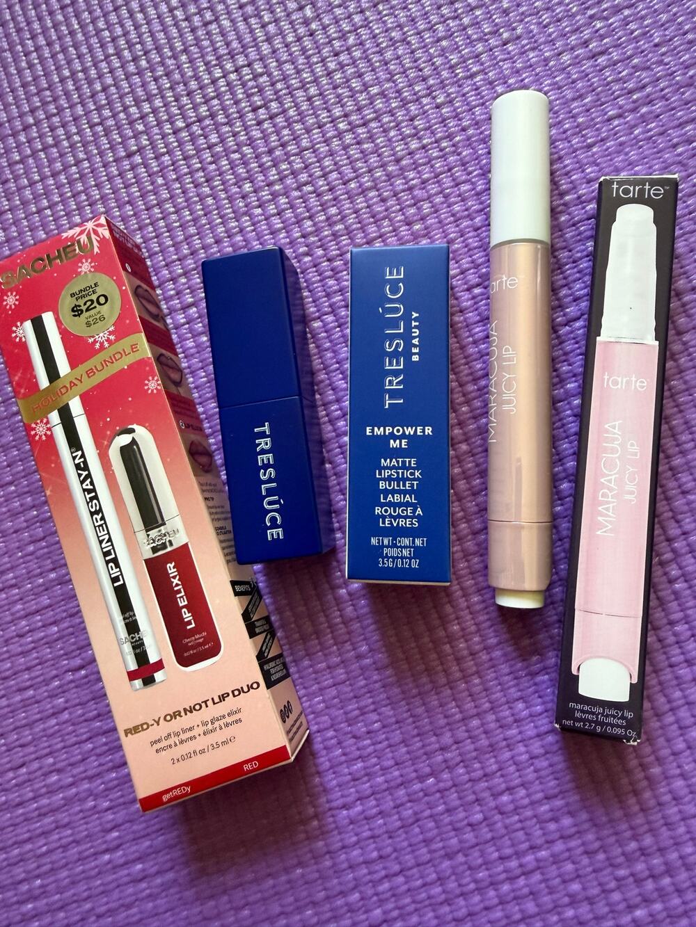 New Makeup Lot Tarte Maracuja, Tresluce Matte Lipstick, Sacheu lip liner Bundle